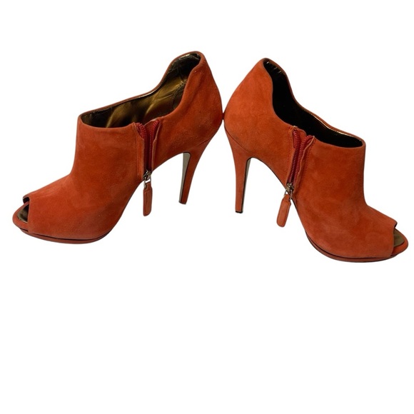 BCBGMaxAzria Red/Orange‎ High-Heeled Peep-Toe Booties - Picture 1 of 10